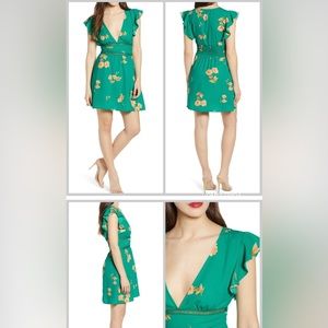 Leith Emerald Green and Orange Mini Dress